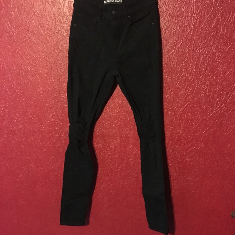 EXPRESS High-rise Ripped Jean Leggings  Sz 4 - Picture 2 of 7